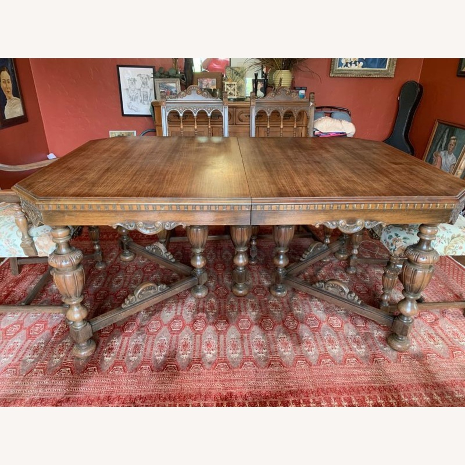 Antique Carved Wood Dining Set  - image-2