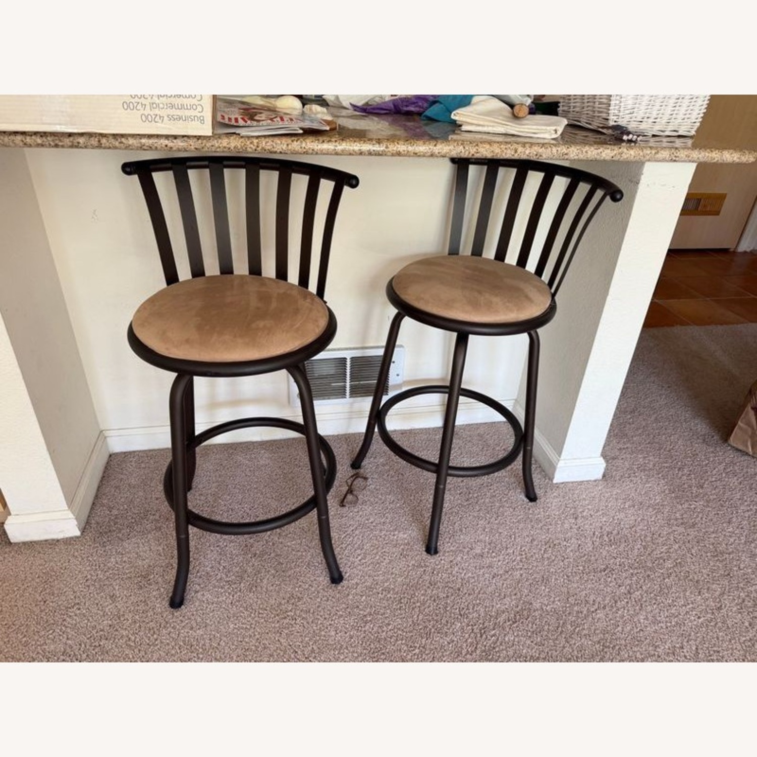 Metal Frame Swivel Counter Stool with Seat - image-1