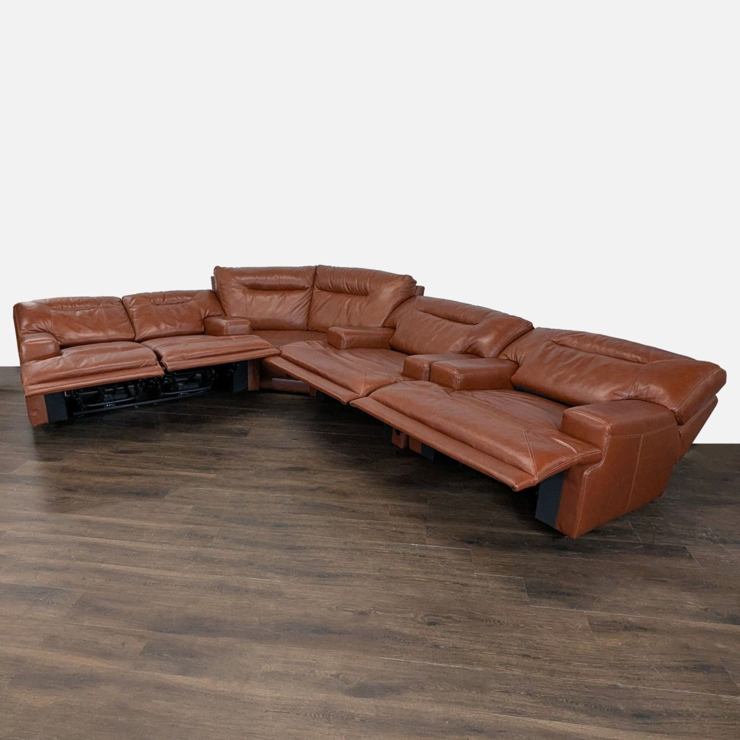 Brown Leather Power Reclining Sectional Sofa  - image-6