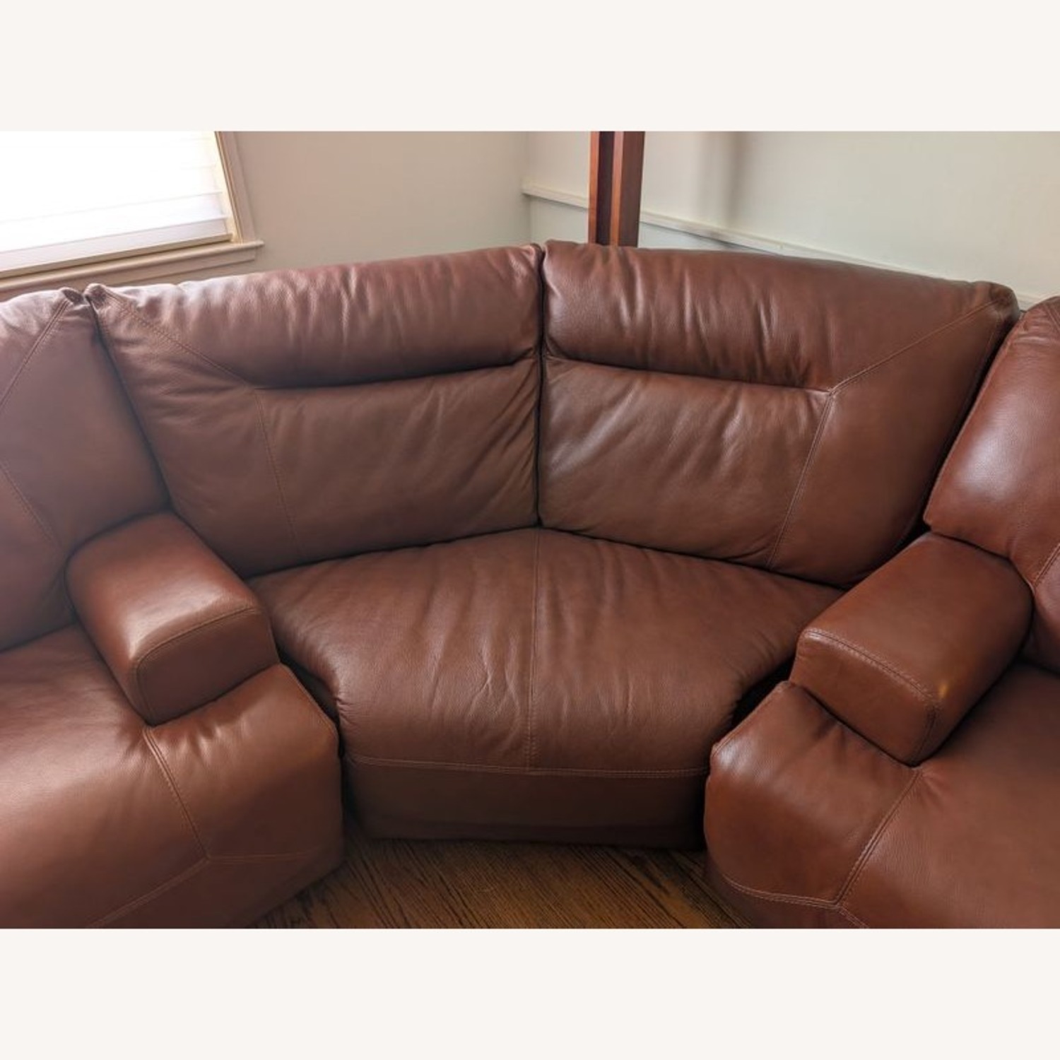 Brown Leather Power Reclining Sectional Sofa  - image-2