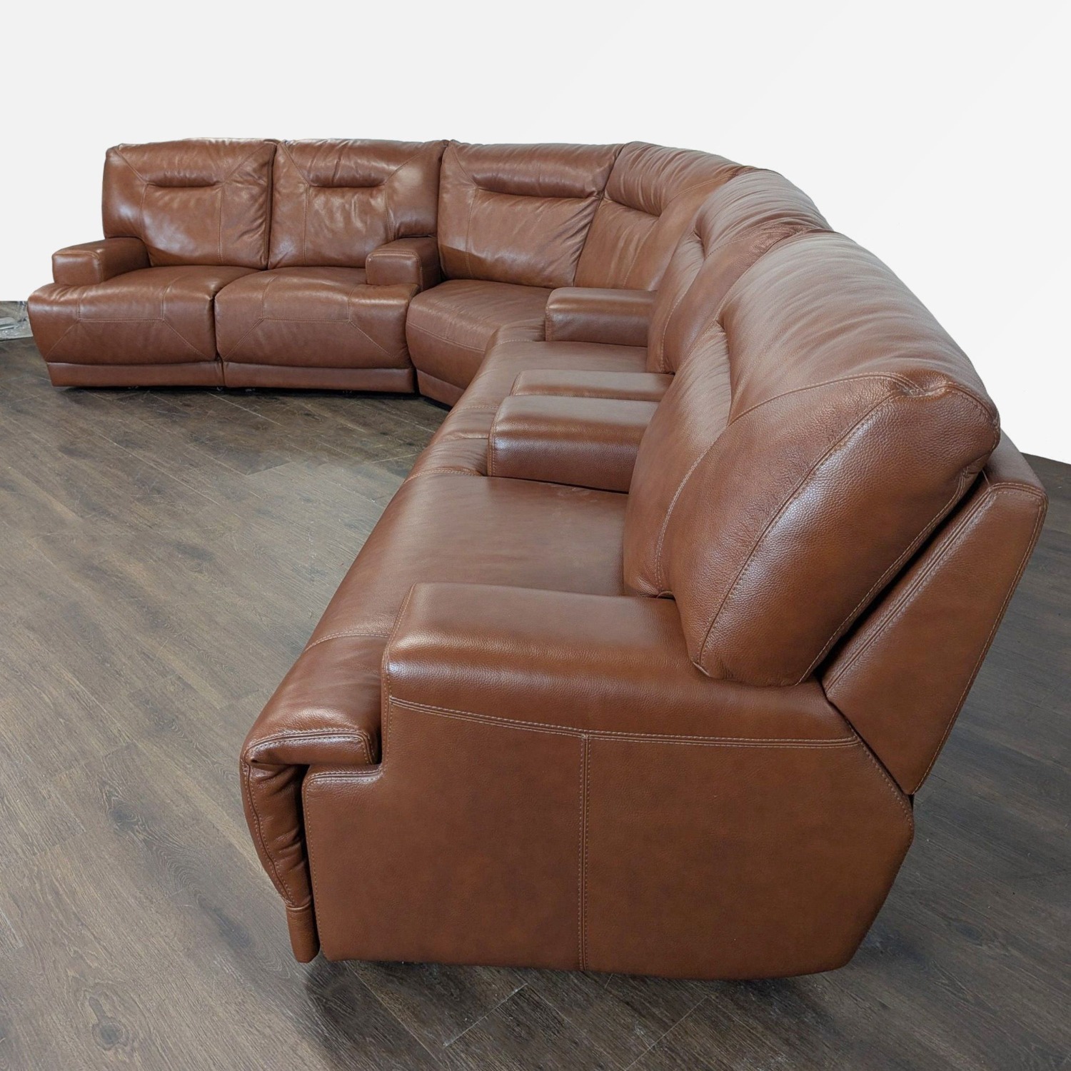 Brown Leather Power Reclining Sectional Sofa  - image-5