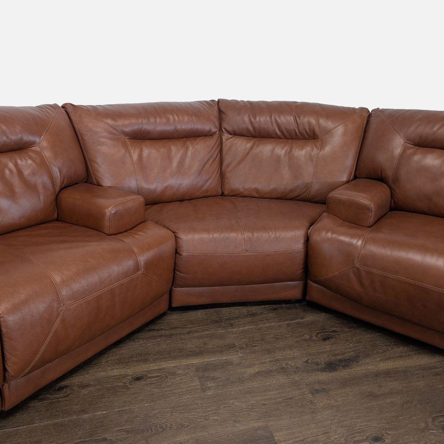 Brown Leather Power Reclining Sectional Sofa  - image-8