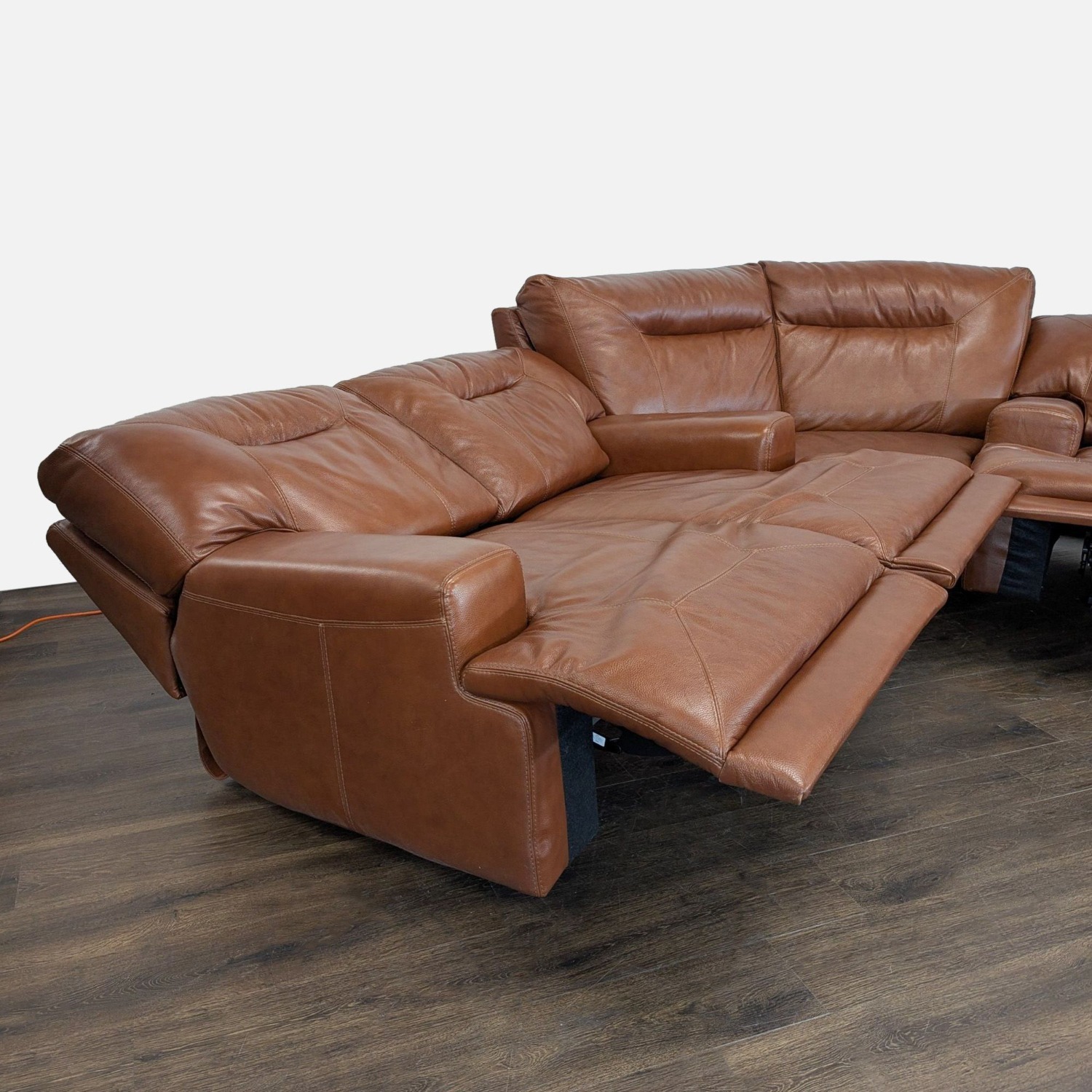 Brown Leather Power Reclining Sectional Sofa  - image-7