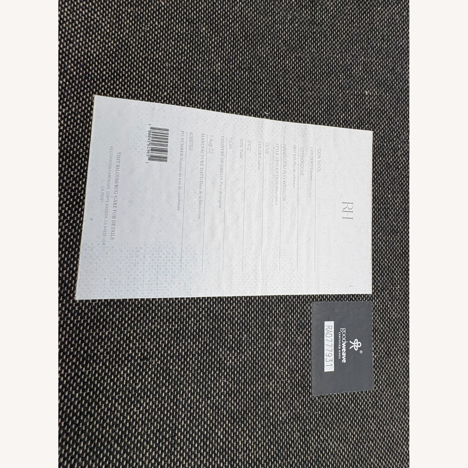 Restoration Hardware Winslow Wool Rug 9x12 - image-9