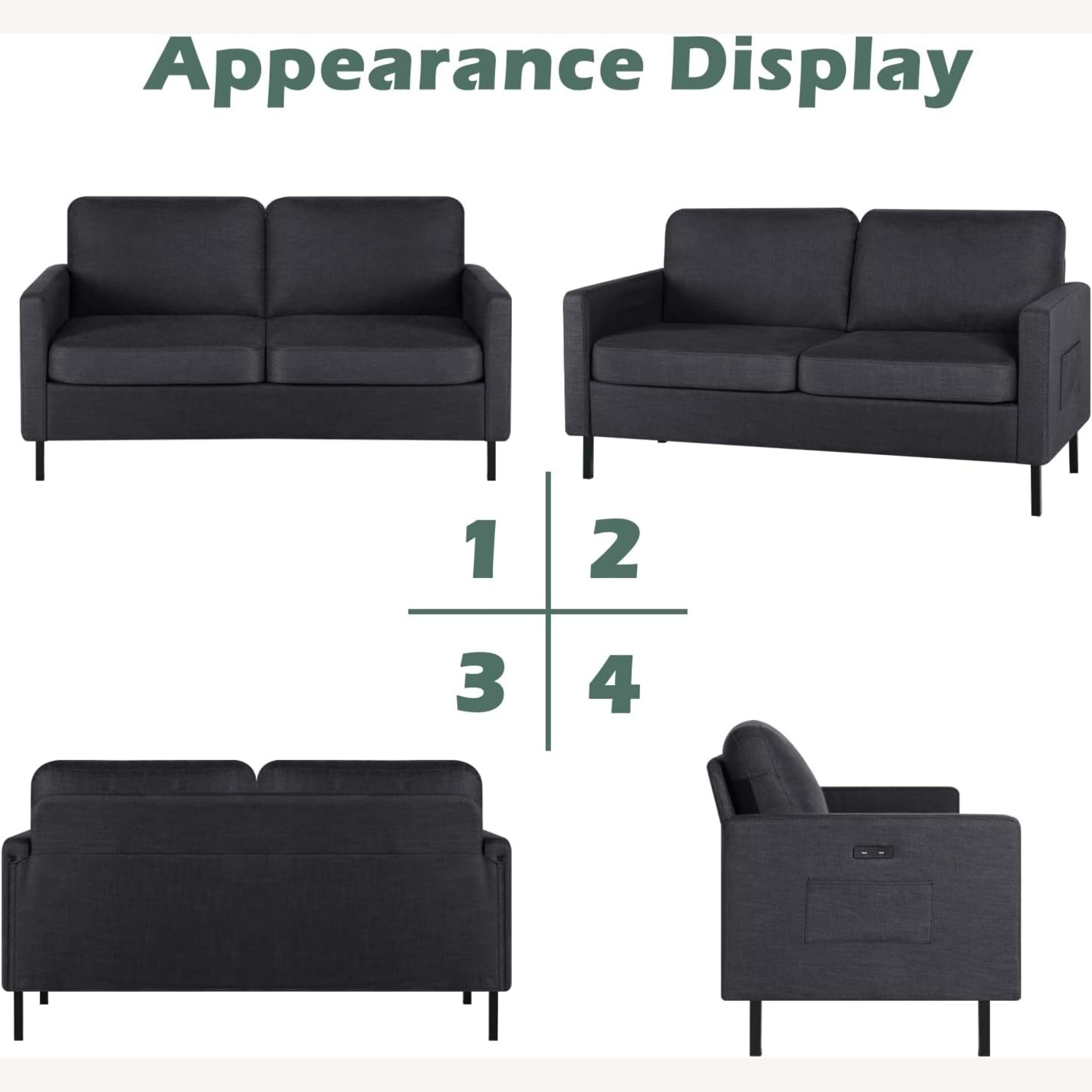 Amazon Dark Gray Linen 2 Seater Sofa - image-4