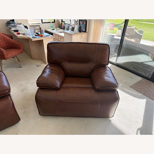 Used Dark Brown Leather Recliner for sale on AptDeco