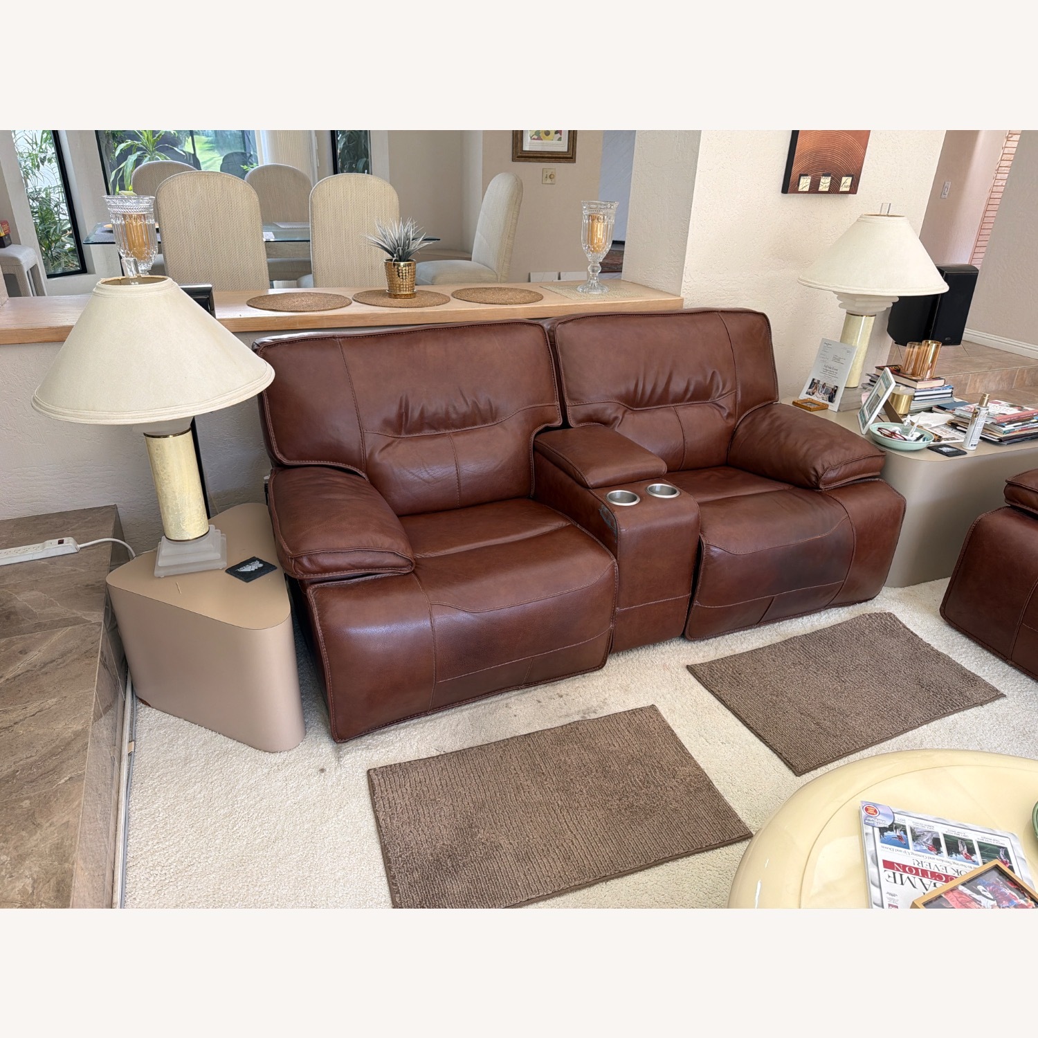 Vintage/Antique Dark Brown Leather 2 Seater Sofa - image-2