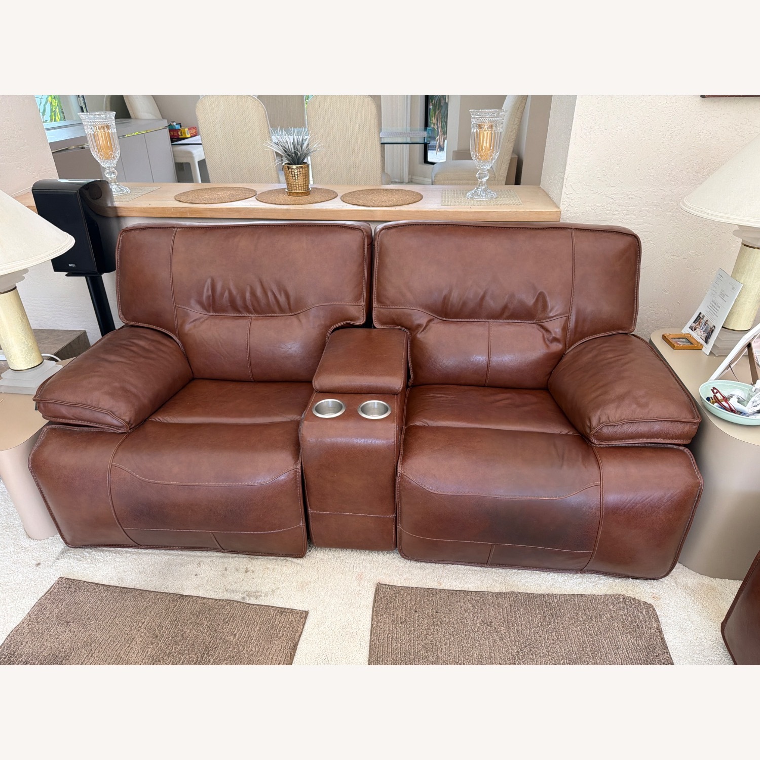 Vintage/Antique Dark Brown Leather 2 Seater Sofa - image-1