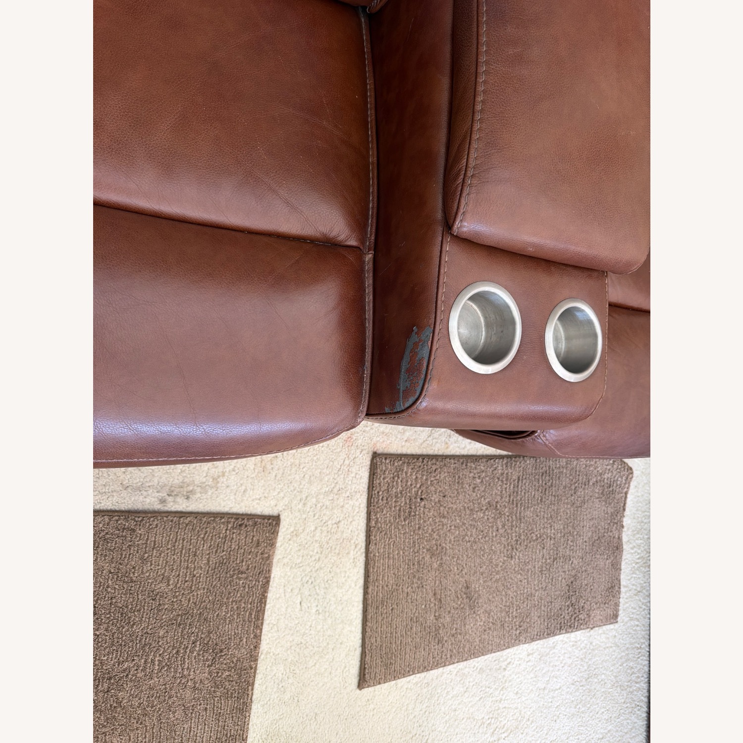 Vintage/Antique Dark Brown Leather 2 Seater Sofa - image-3