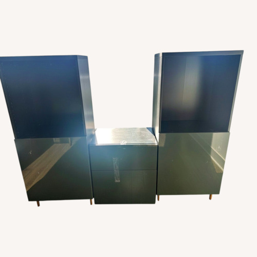 Used IKEA Custom Besta Black Wood Bookcase for sale on AptDeco