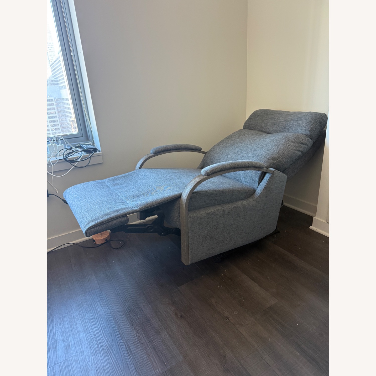Dark Gray Fabric Recliner - image-3
