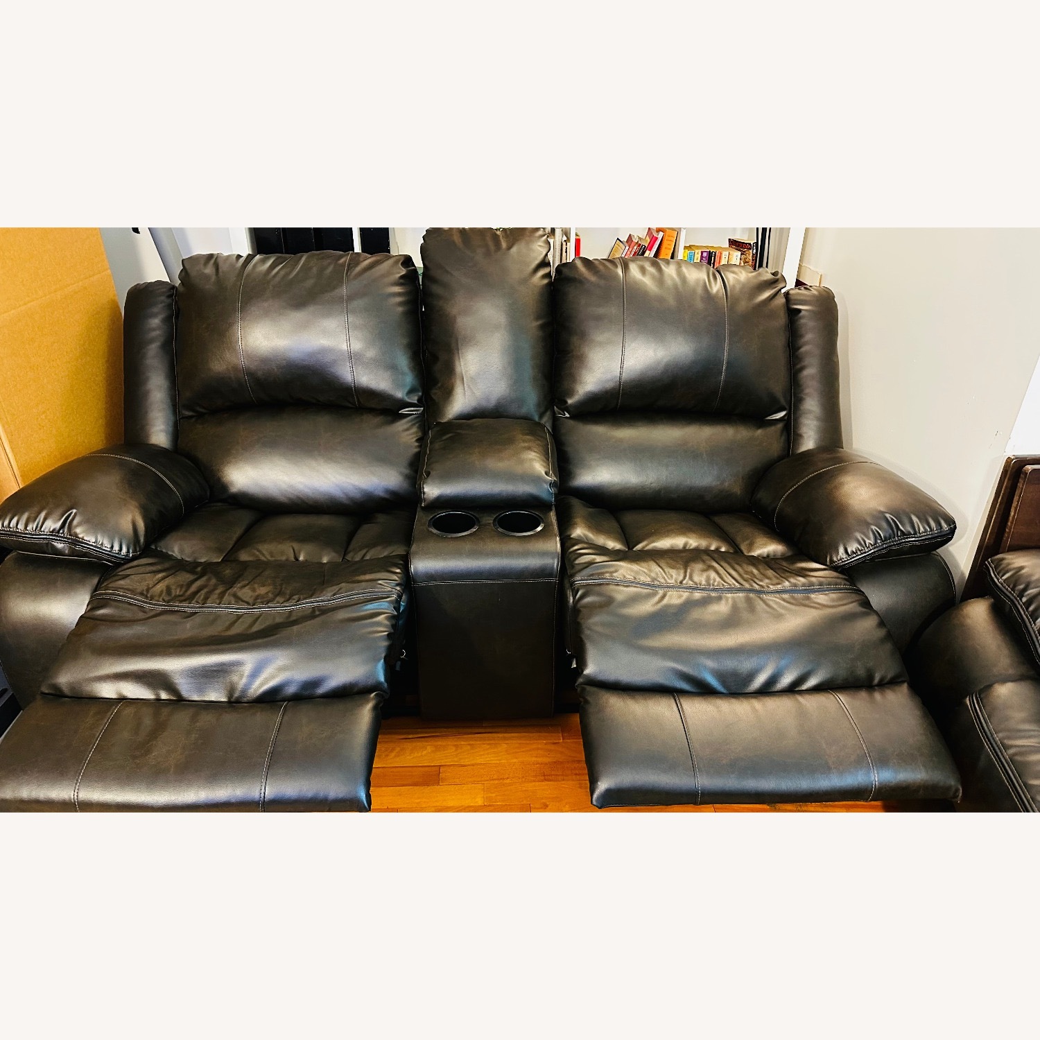 Calderwell Manual Recliner Loveseat With Console - image-2