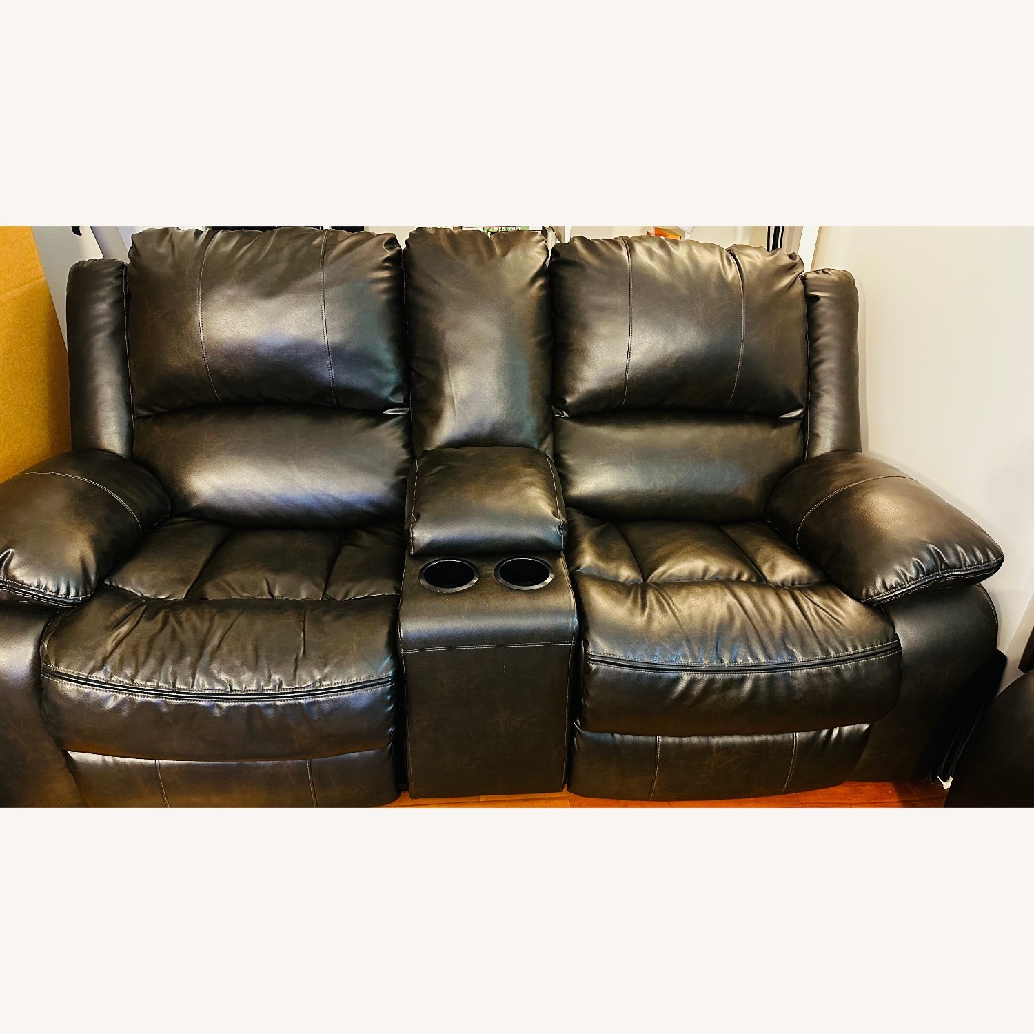 Calderwell Manual Recliner Loveseat With Console - image-1