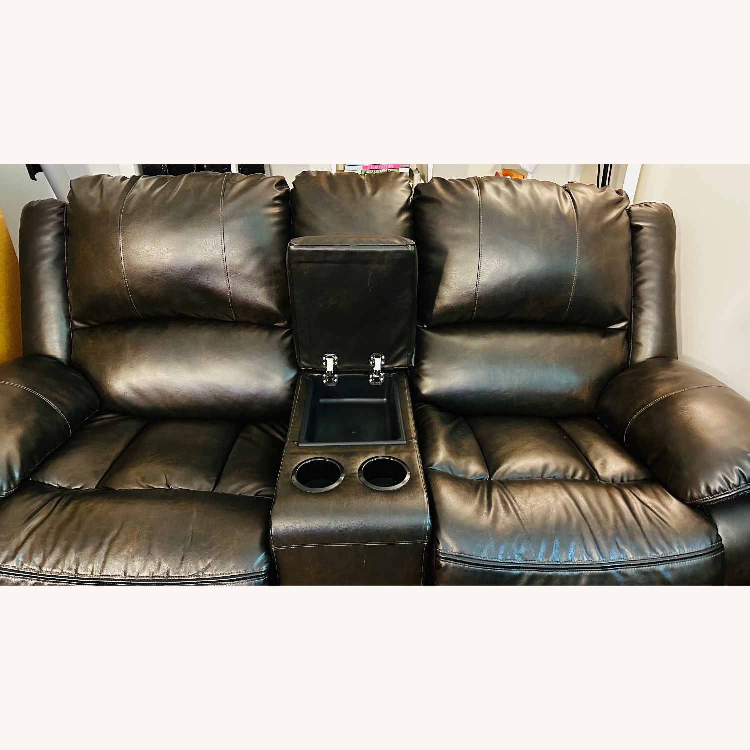 Calderwell Manual Recliner Loveseat With Console - image-3