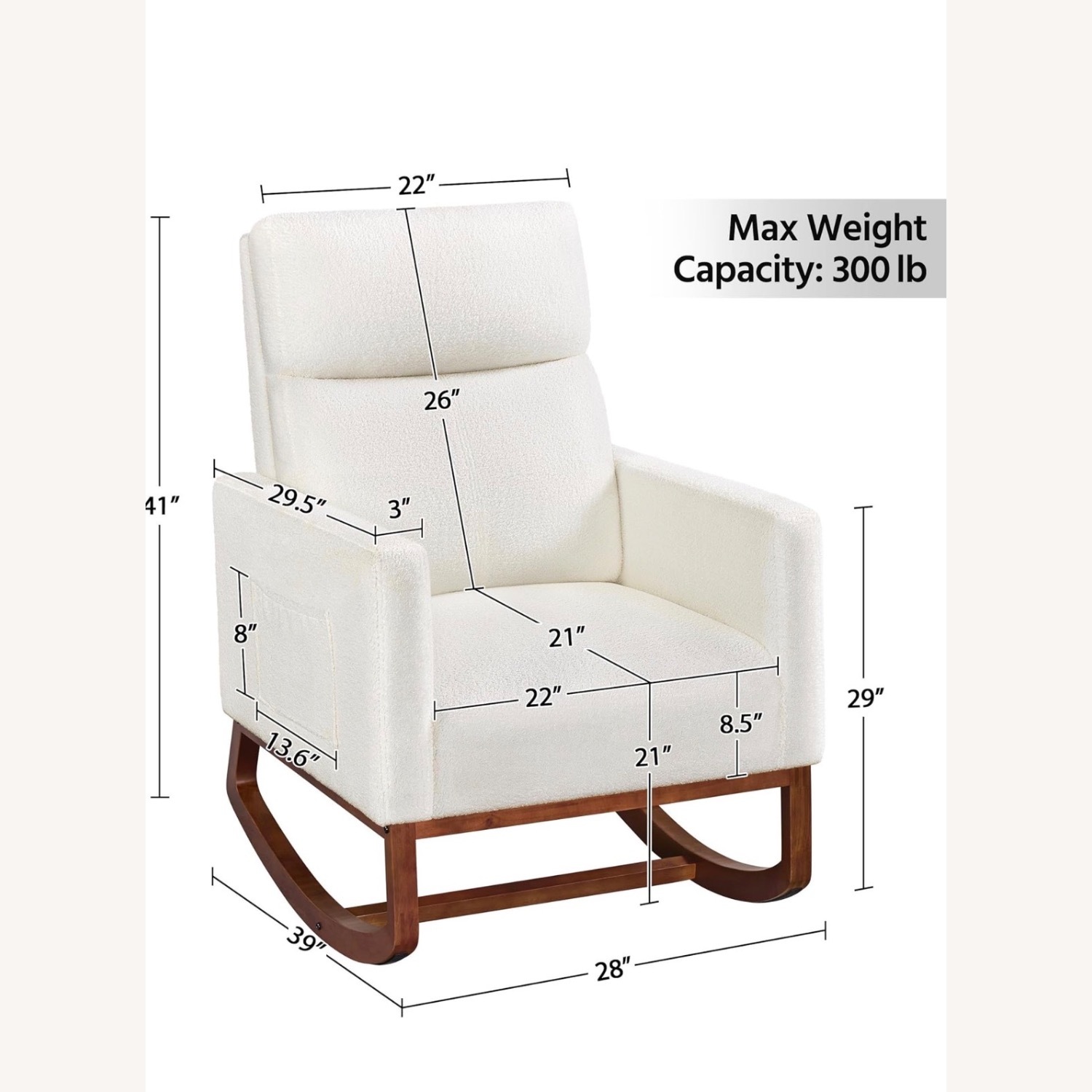 Amazon White Boucle Nursing Chair - image-2