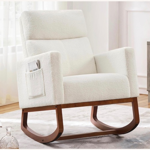 Used Amazon White Boucle Nursing Chair for sale on AptDeco