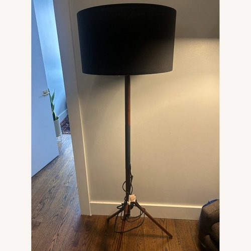 Used Article Stilt Dark Brown Wood Floor Lamp for sale on AptDeco