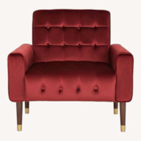 Bed Bath & Beyond Red Velvet Armchair, Button-Tufted