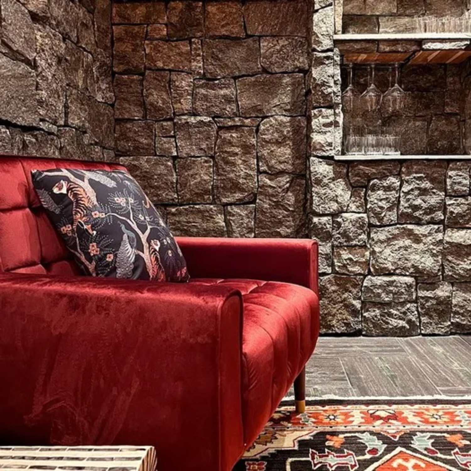 Bed Bath & Beyond Red Velvet Armchair, Button-Tufted - image-3