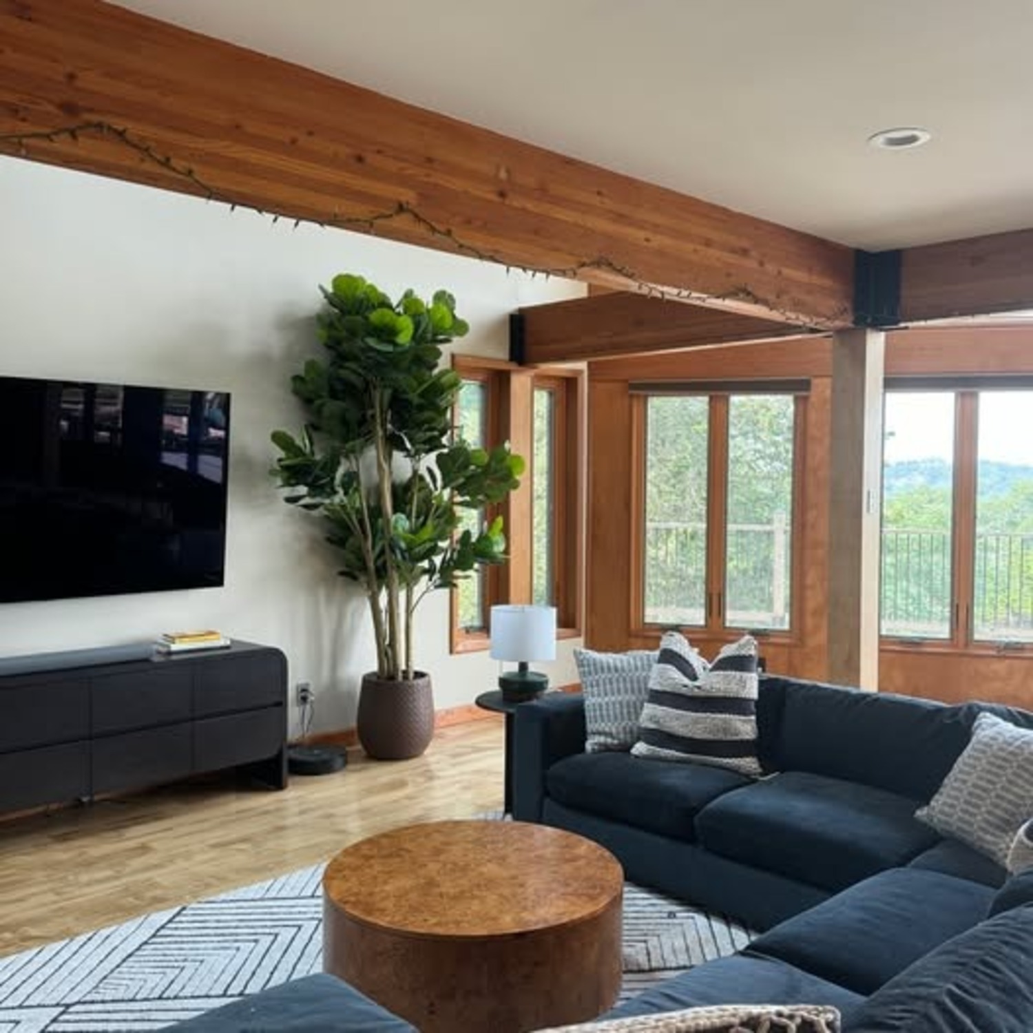 West Elm Black Fabric 3+ Piece Sectional - image-2