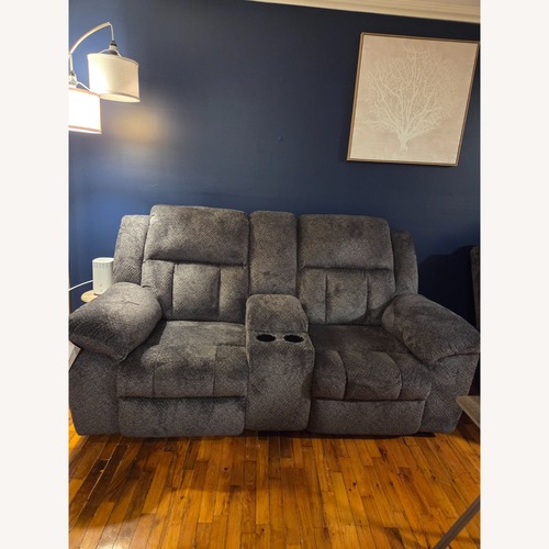 Used Ashley Furniture Frohn Dark Gray Fabric Loveseat for sale on AptDeco