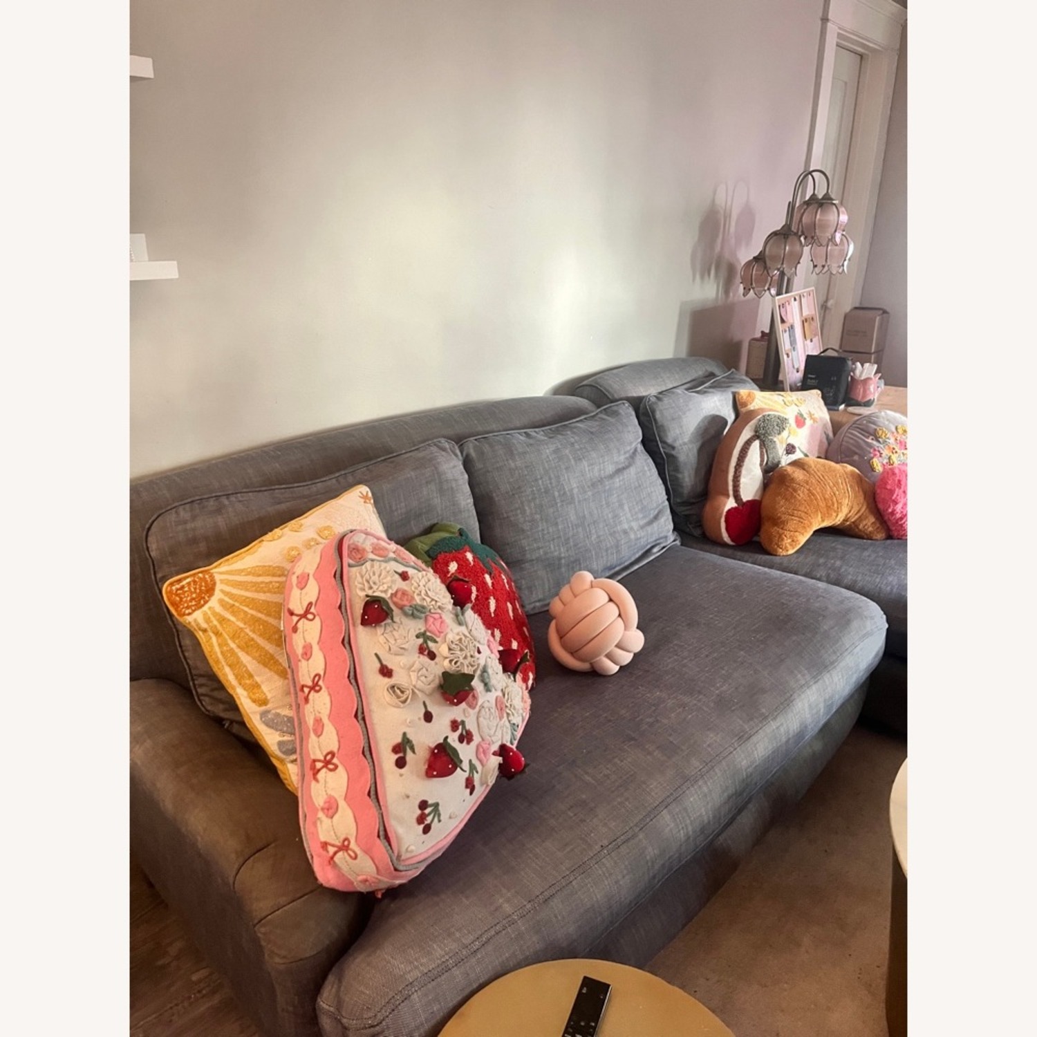 Restoration Hardware Blue Linen Chaise Lounge - image-3