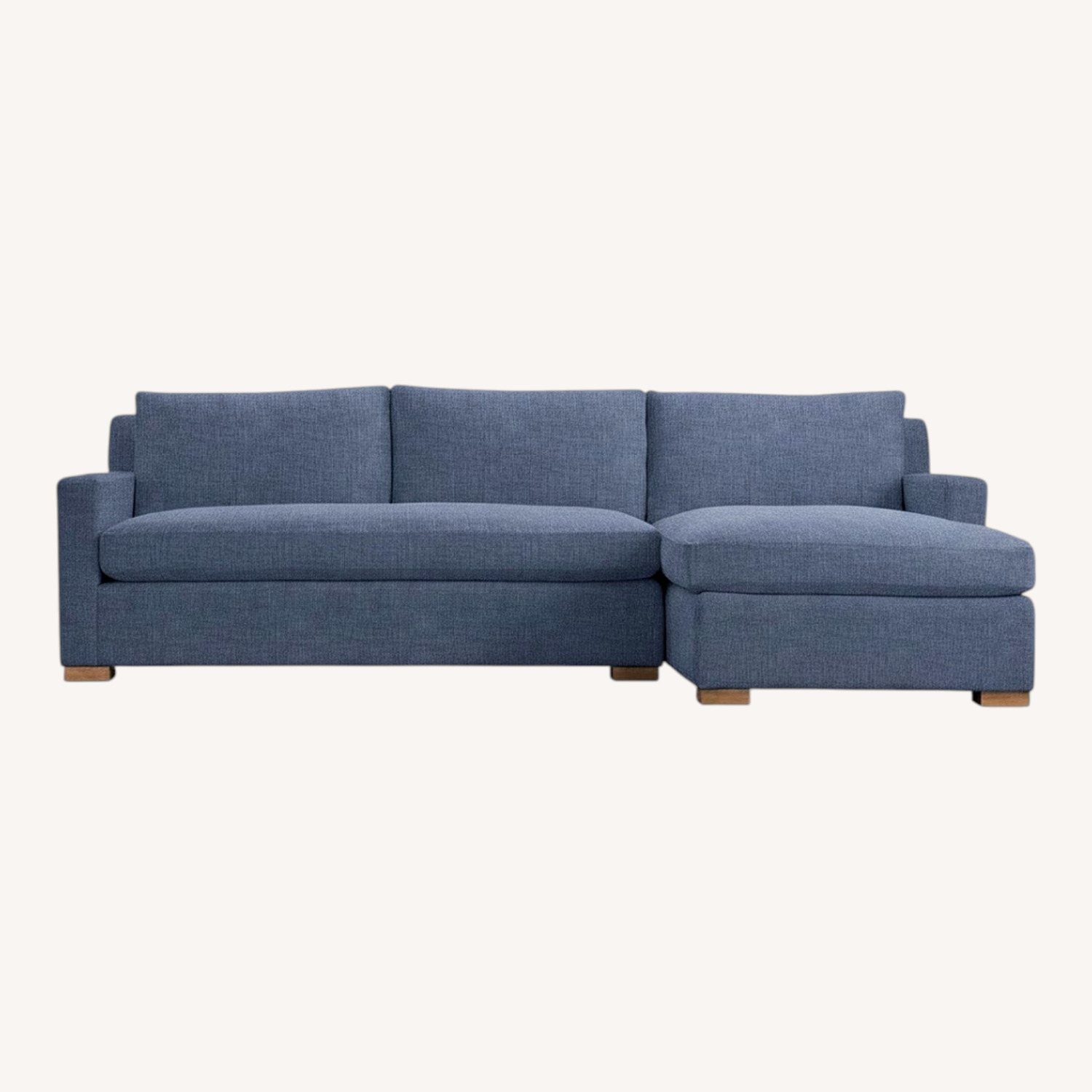 Restoration Hardware Blue Linen Chaise Lounge - image-0