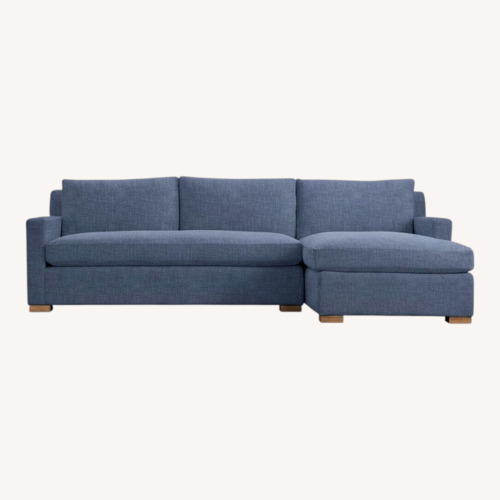 Used Restoration Hardware Blue Linen Chaise Lounge for sale on AptDeco