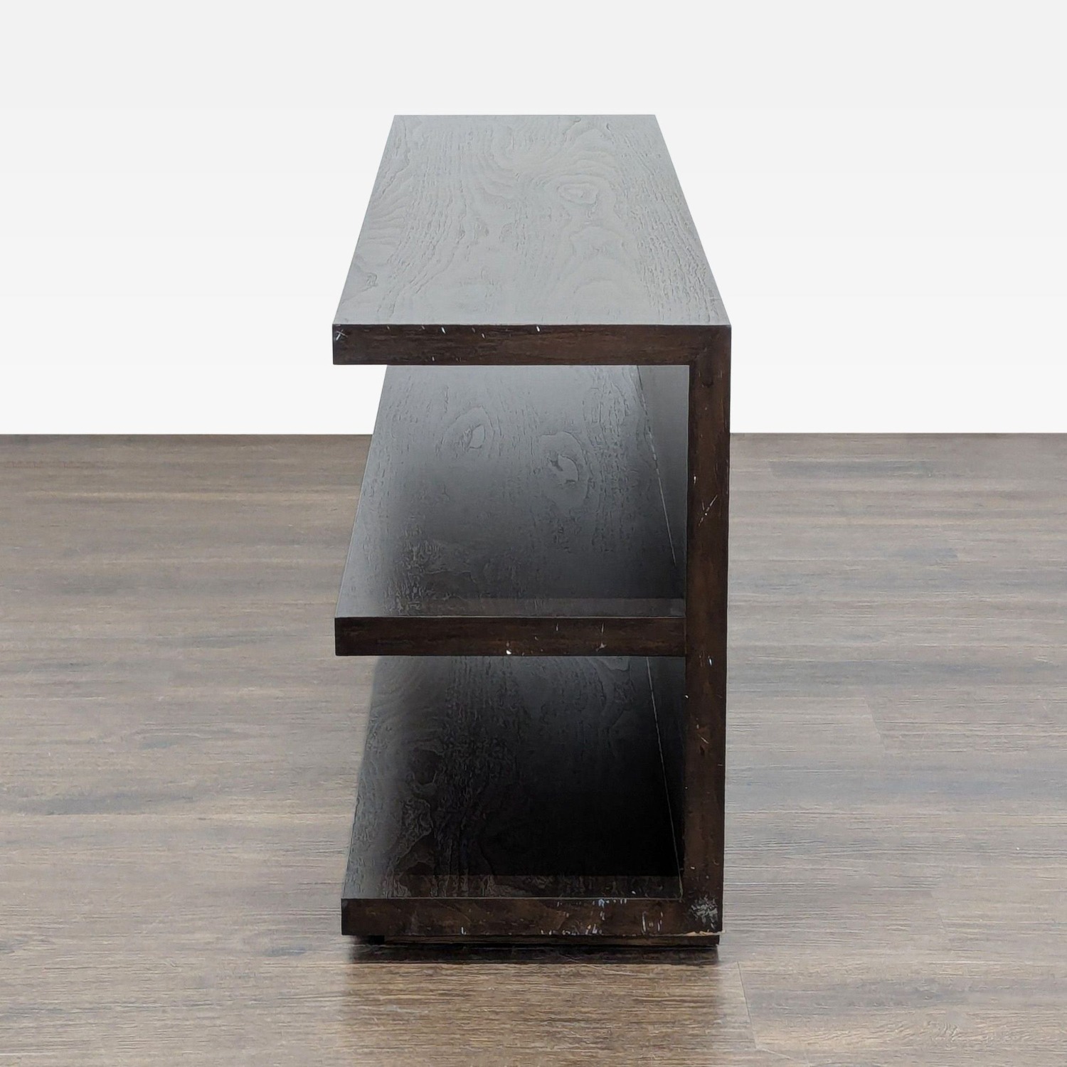 Modern Dark Wood Three-Tier Bookshelf - image-6