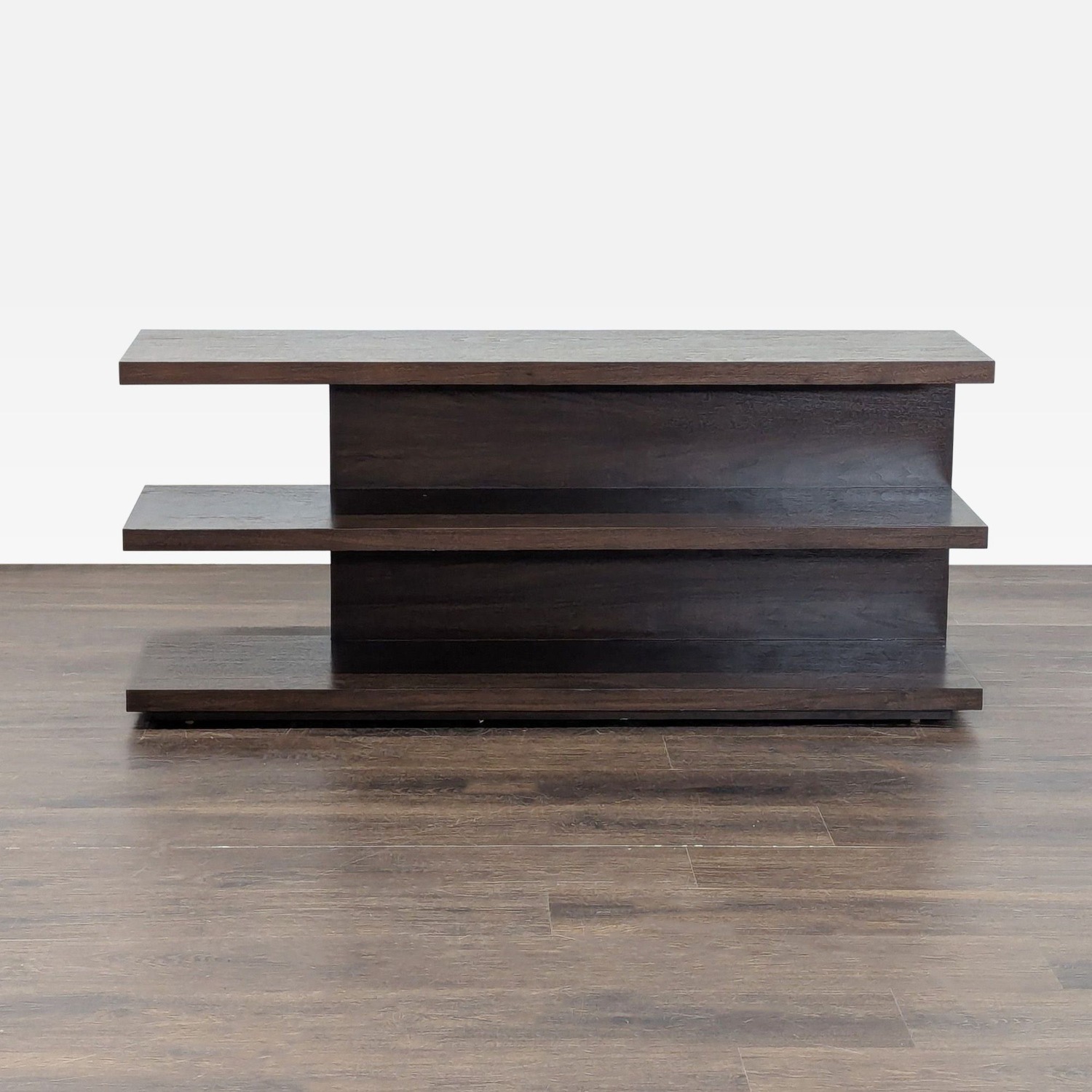 Modern Dark Wood Three-Tier Bookshelf - image-2