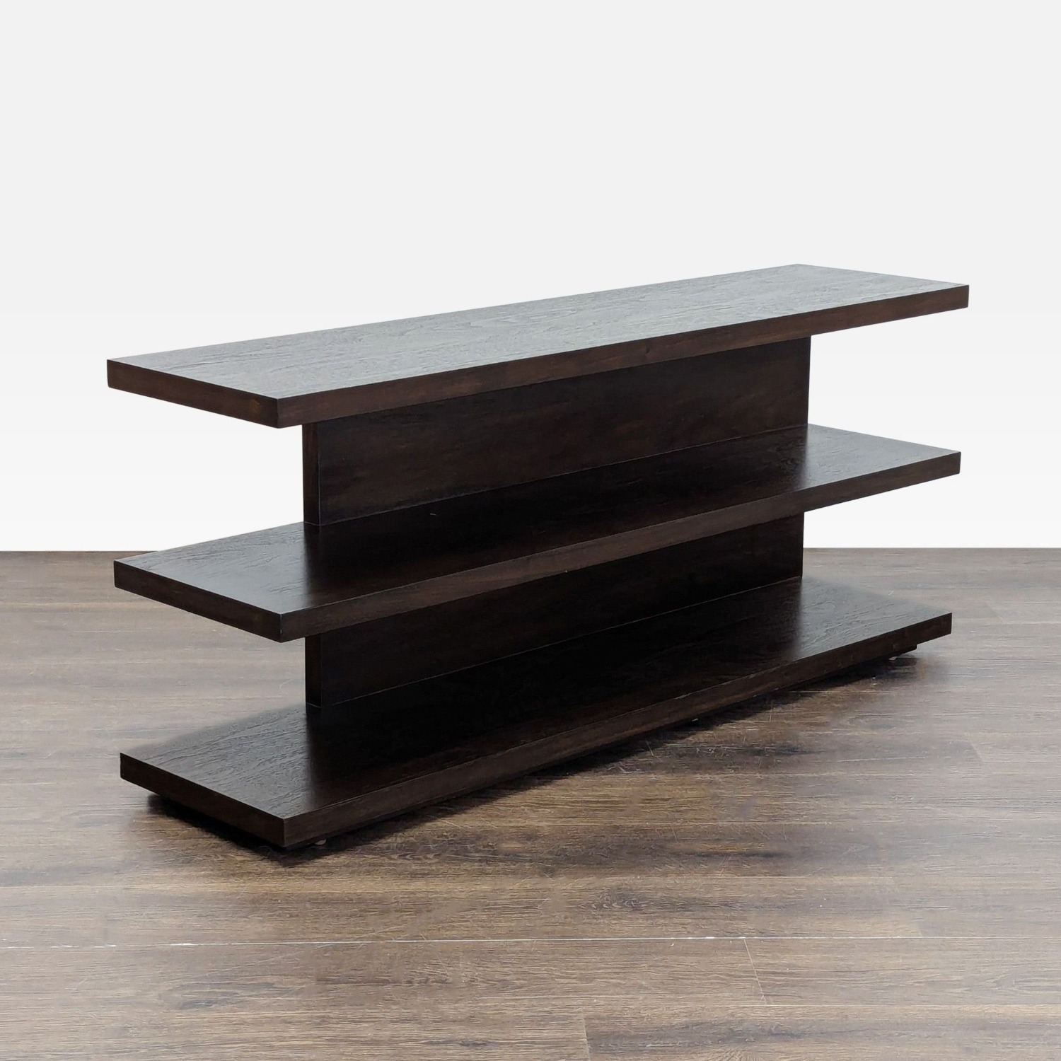 Modern Dark Wood Three-Tier Bookshelf - image-3