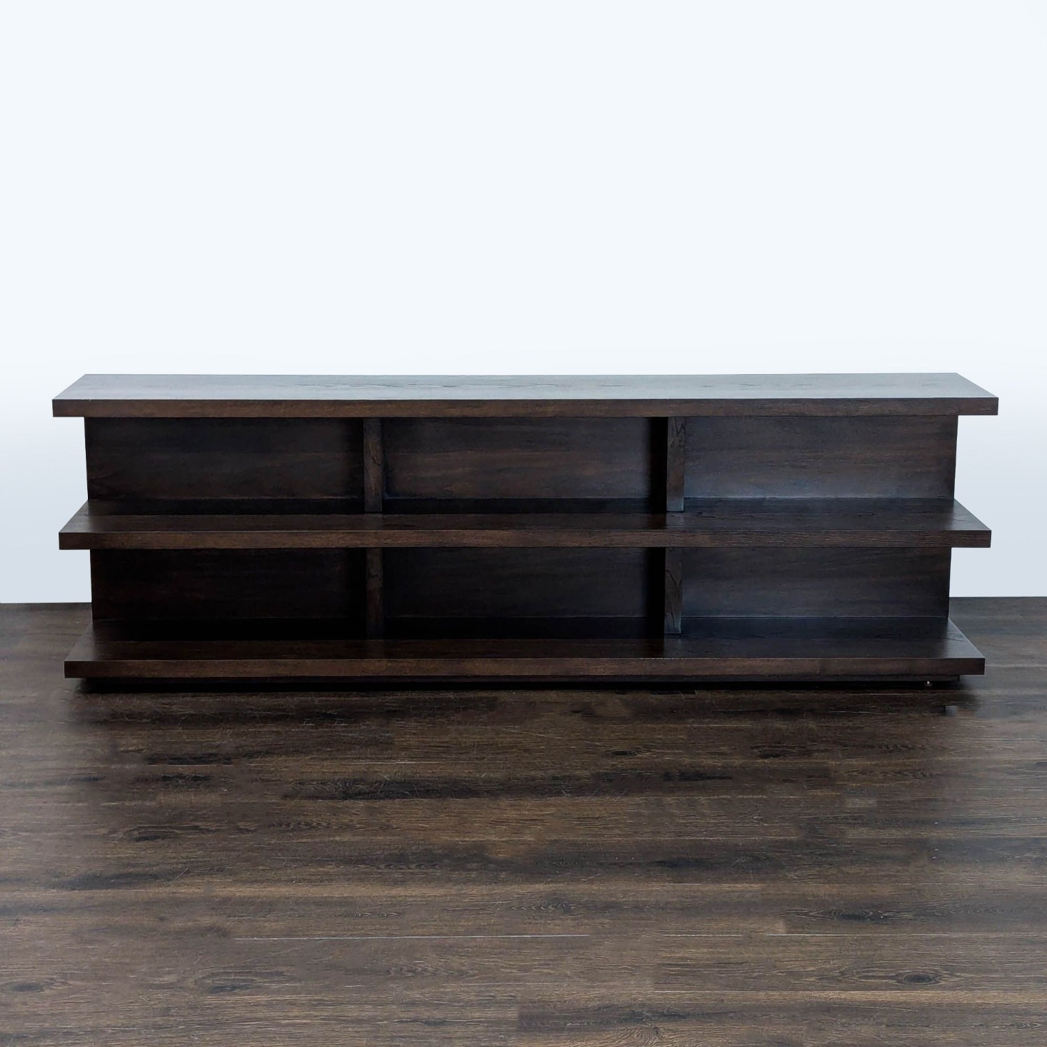 Modern Dark Wood 3-Tier Bookshelf with Open Shelves - image-2