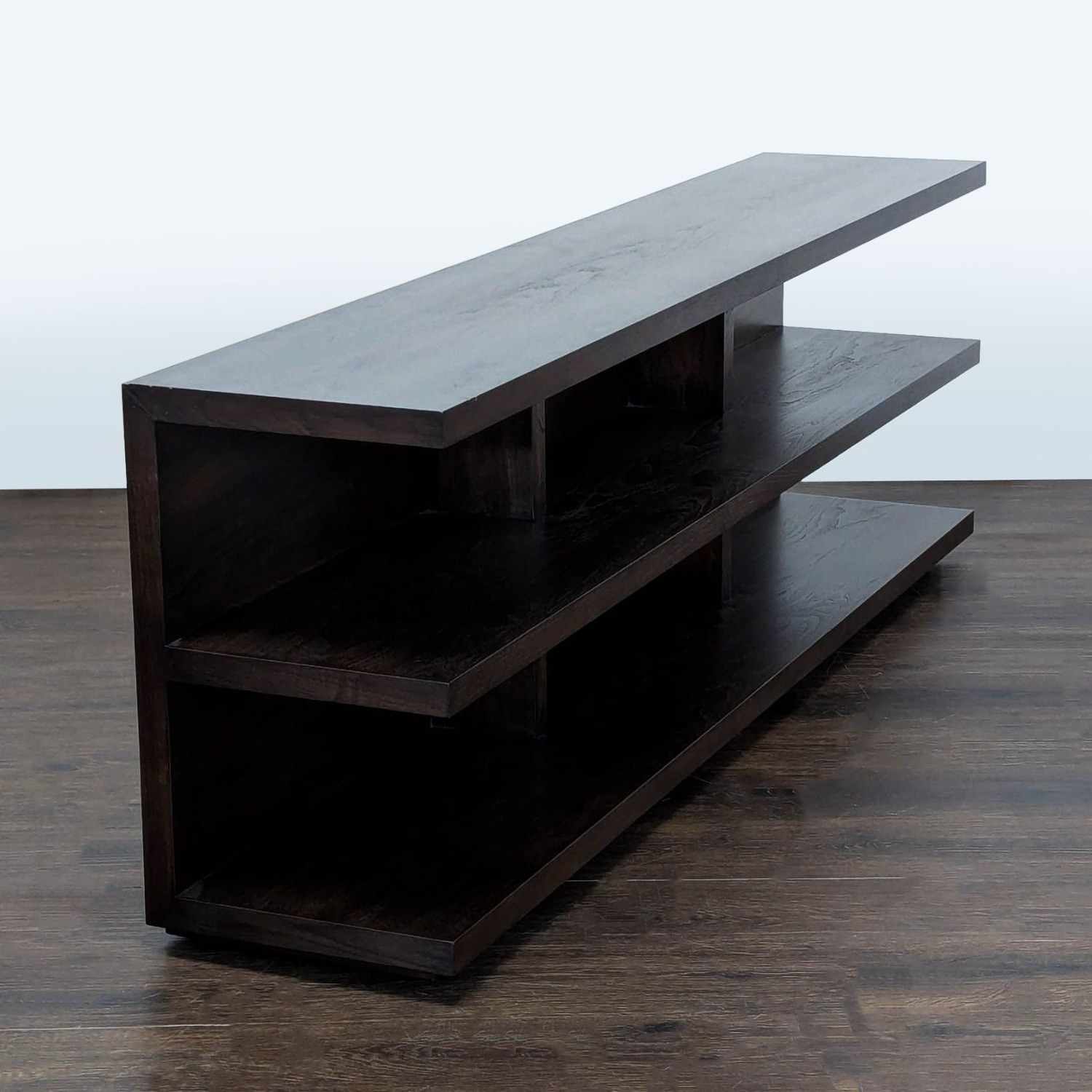 Modern Dark Wood 3-Tier Bookshelf with Open Shelves - image-3