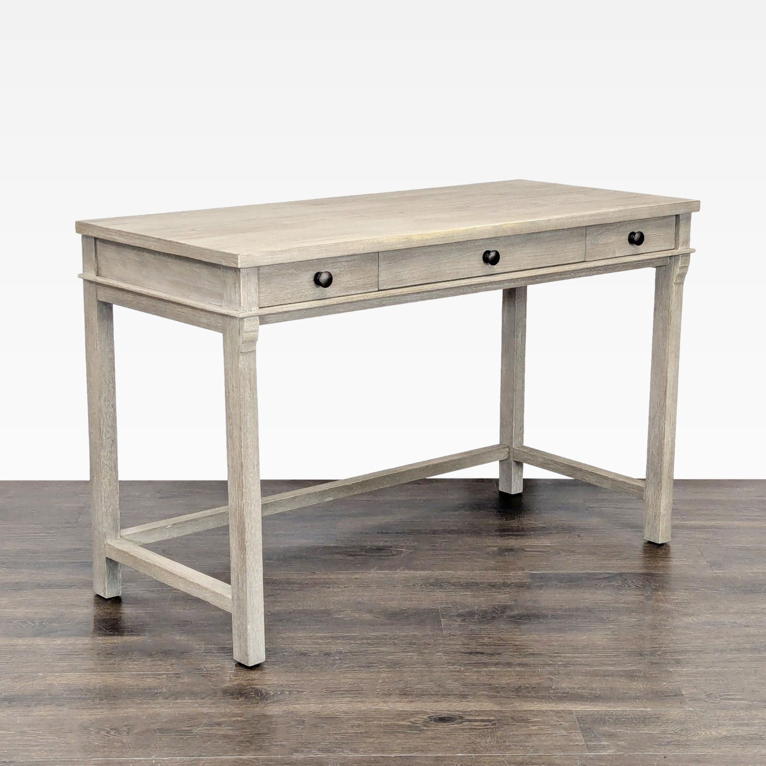 Simple Wooden Desk with Three Drawers & Light Gray - image-4
