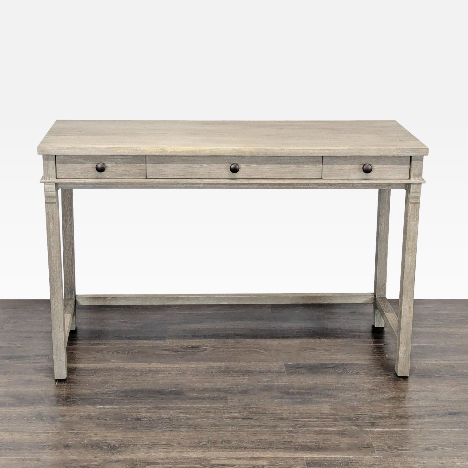 Simple Wooden Desk with Three Drawers & Light Gray - image-3