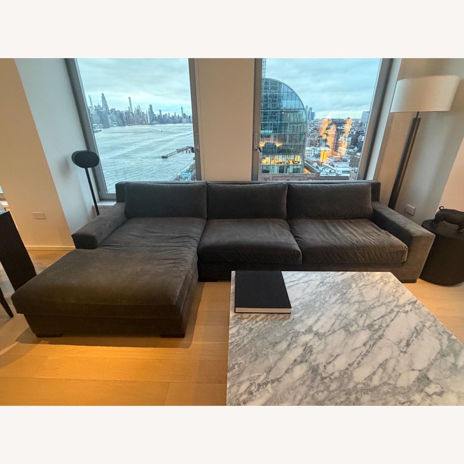 Midnight Lustrous Velvet RH Sectional  - image-2