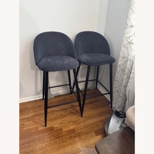 Used Counter Height Bar Stool Set of 2 Denim/Navy Blue for sale on AptDeco