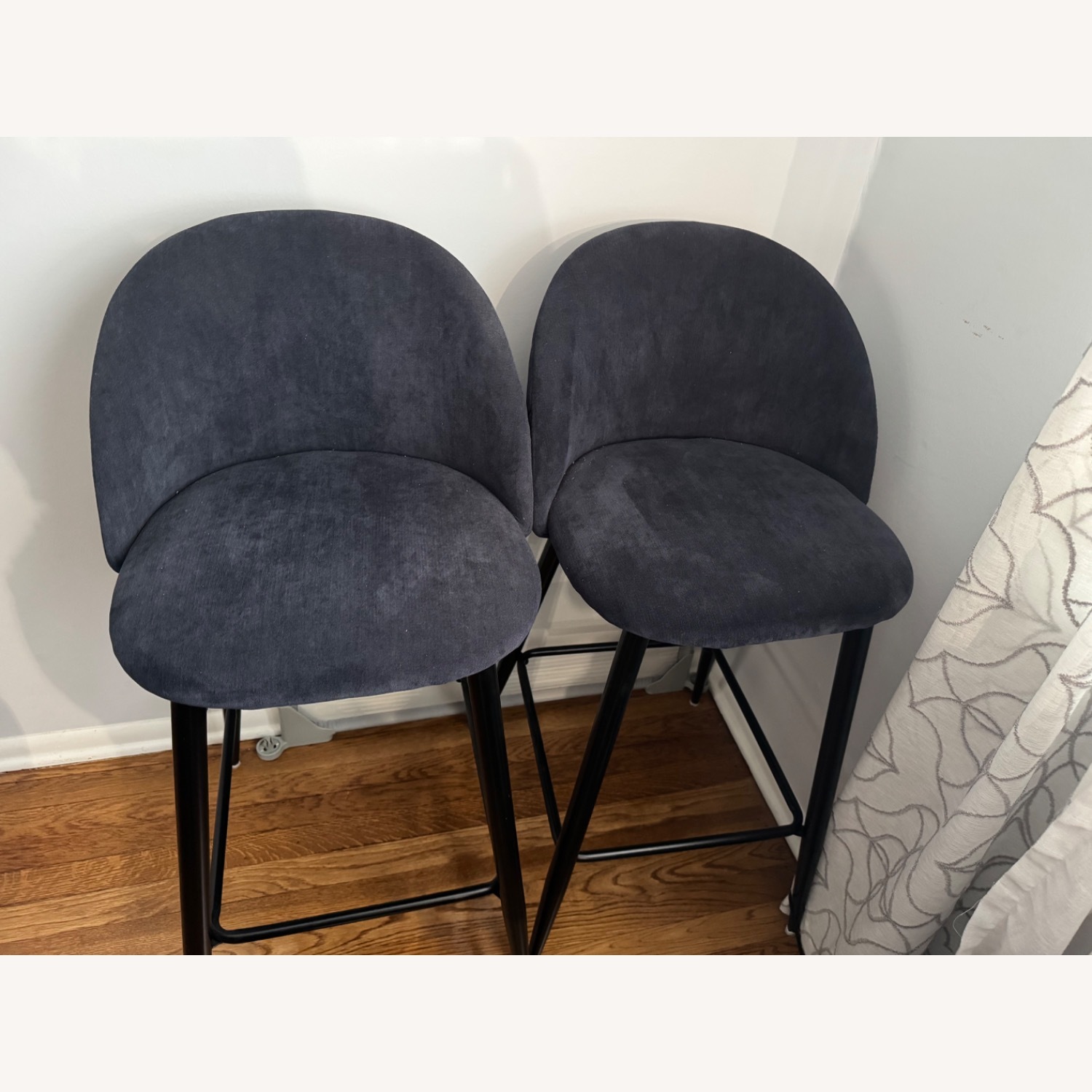 Counter Height Bar Stool Set of 2 Denim/Navy Blue - image-2