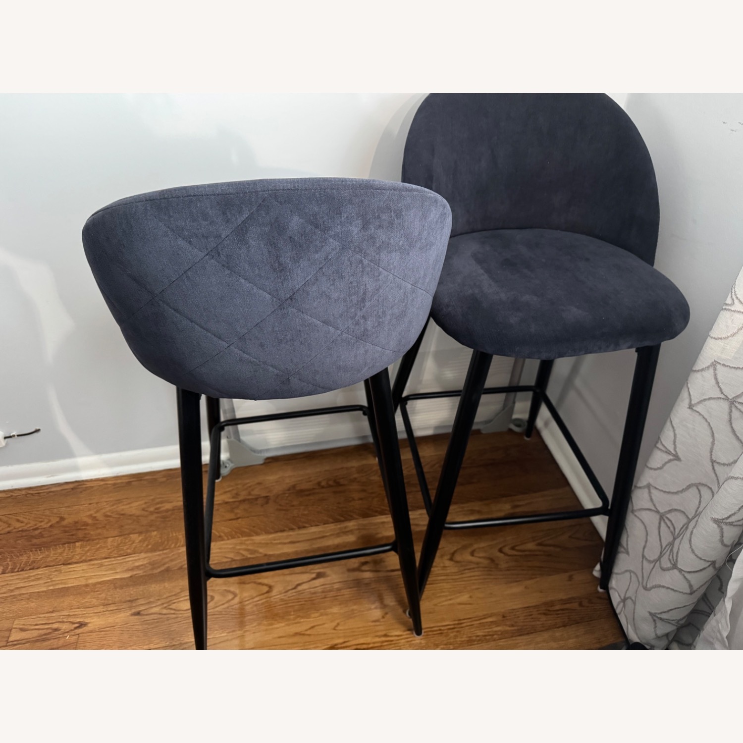 Counter Height Bar Stool Set of 2 Denim/Navy Blue - image-3