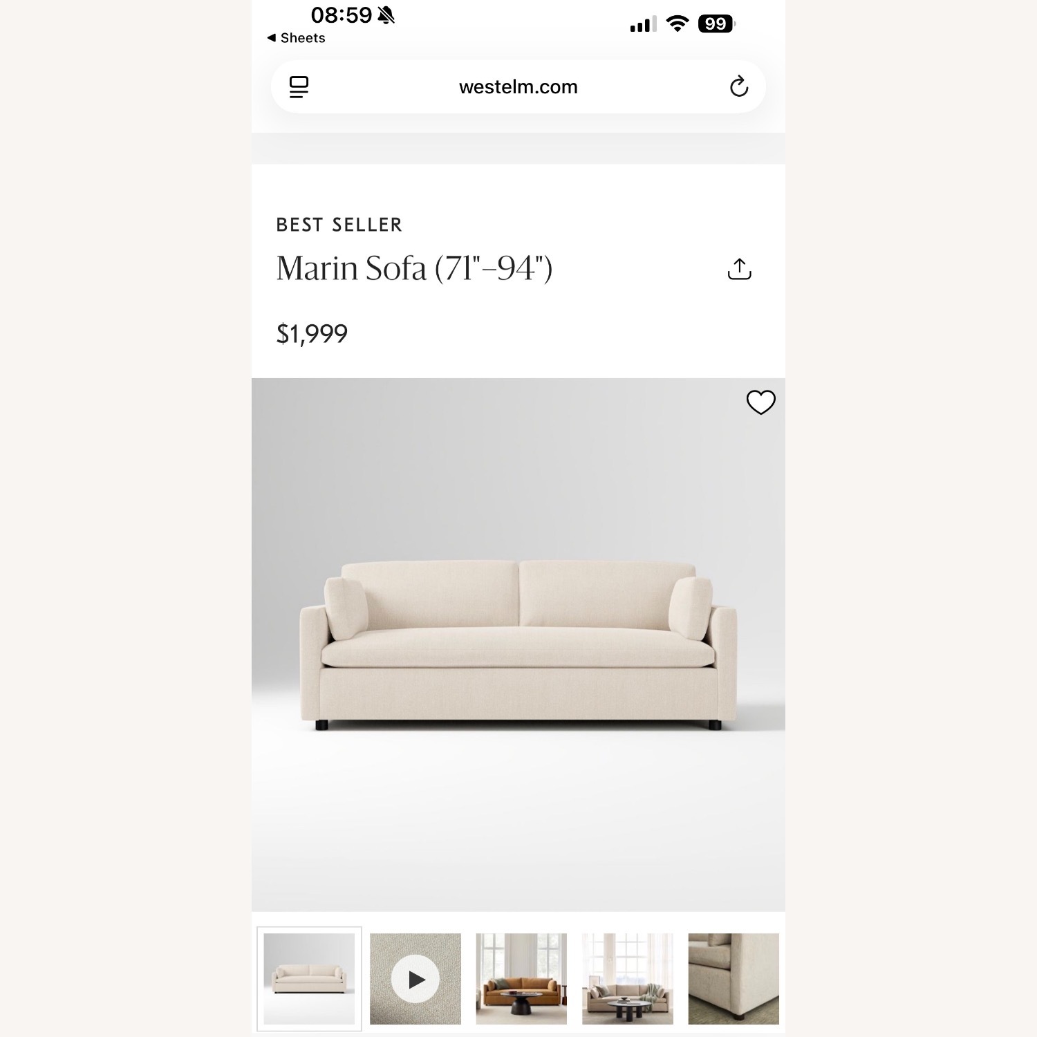 West Elm Marin Natural Fabric 3+ Seater Sofa - image-6