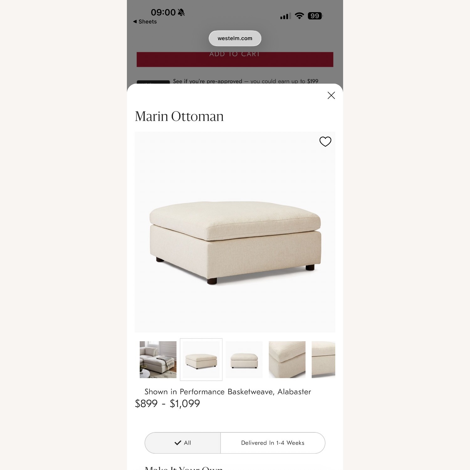 West Elm Marin Natural Fabric 3+ Seater Sofa - image-7