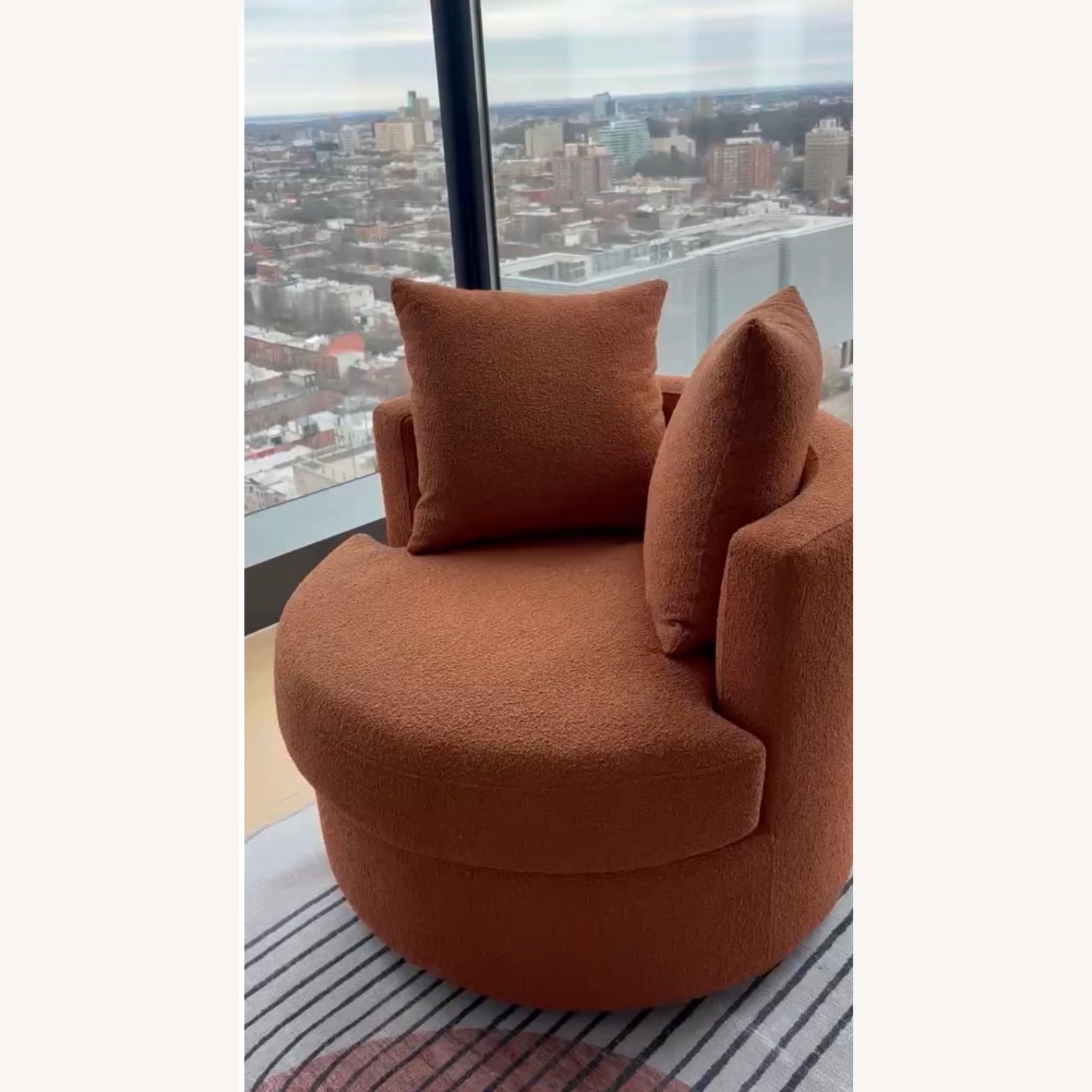 Debbie Burnt Orange Upholstered Swivel Chair - image-2