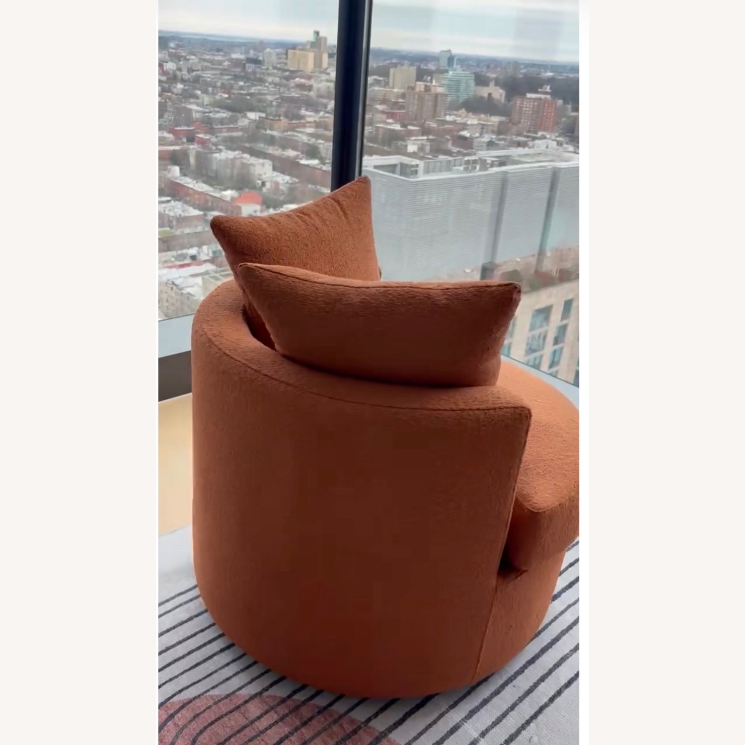 Debbie Burnt Orange Upholstered Swivel Chair - image-3