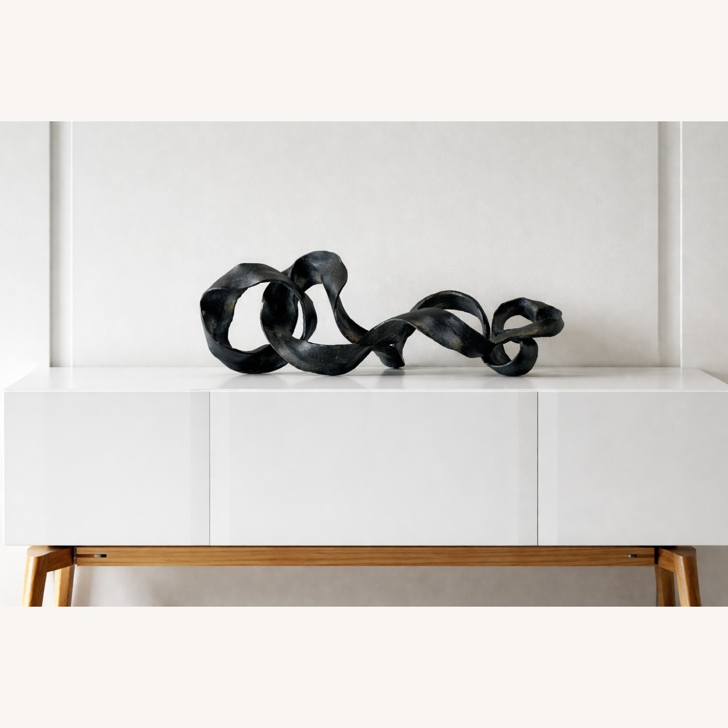CB2 Black Aluminum Ribbon Table Sculpture - image-3