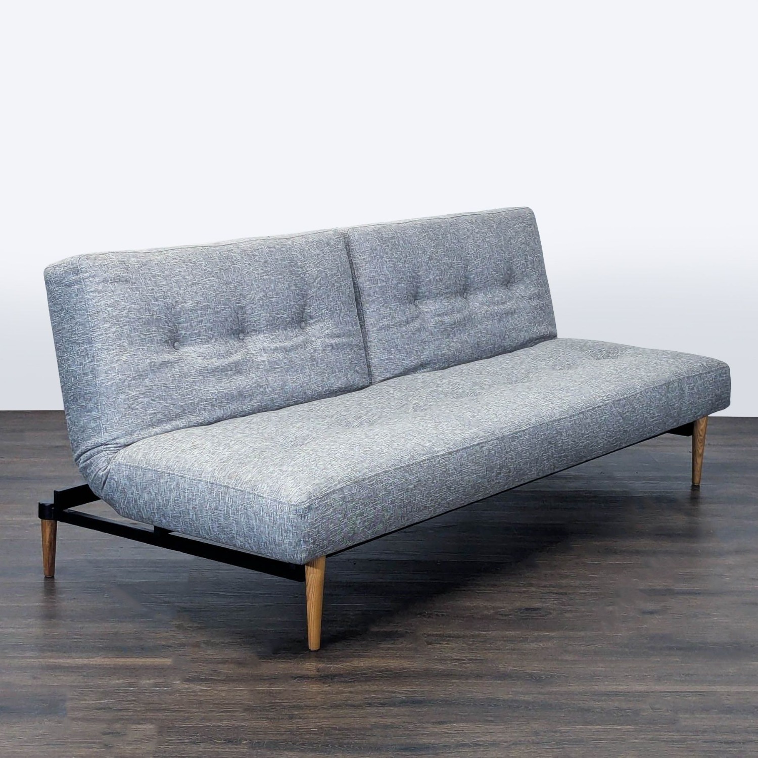 Modern Gray Sleeper Sofa with Wood Legs  - image-2
