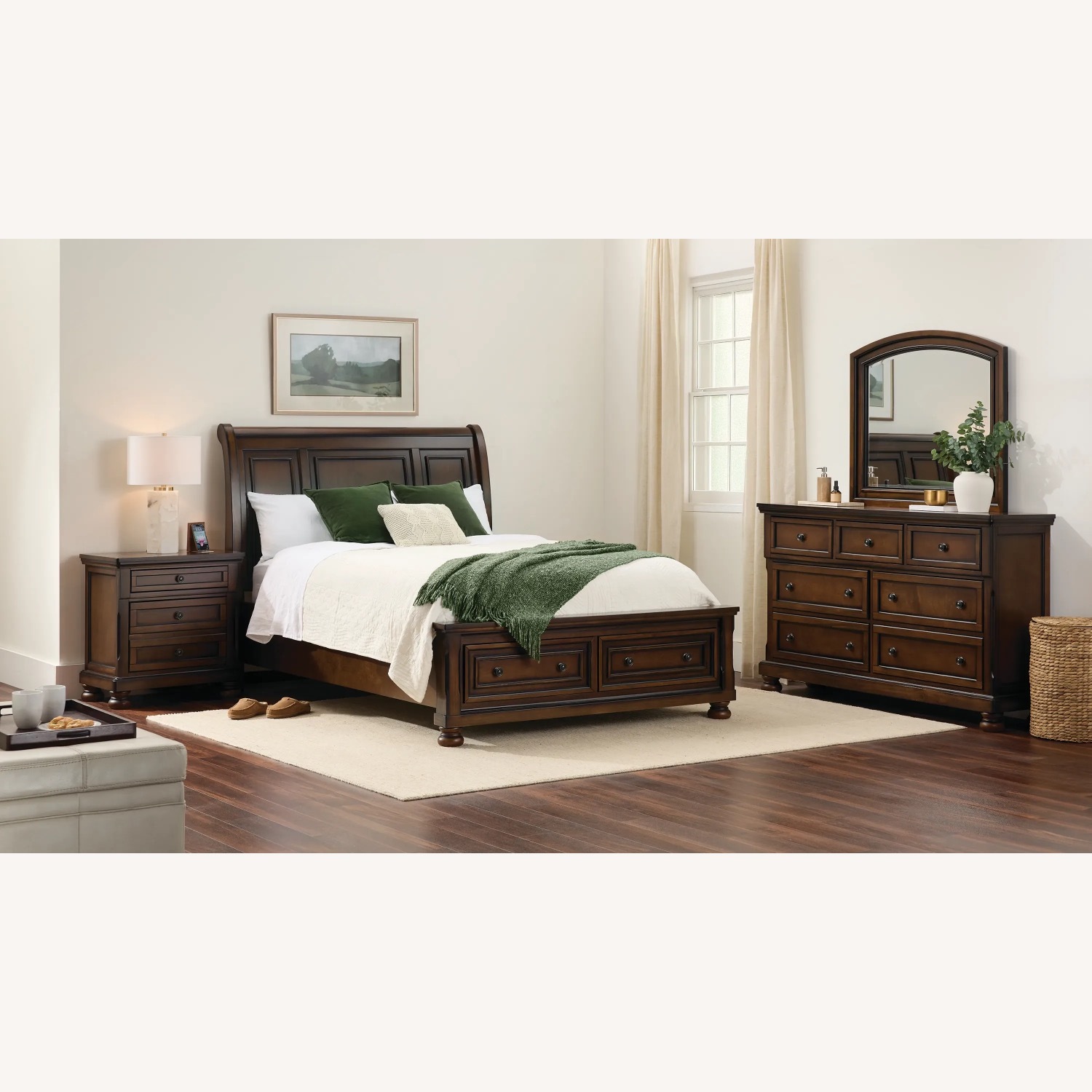 Raymour & Flanigan Brown Wood Queen Bed Frame - image-2