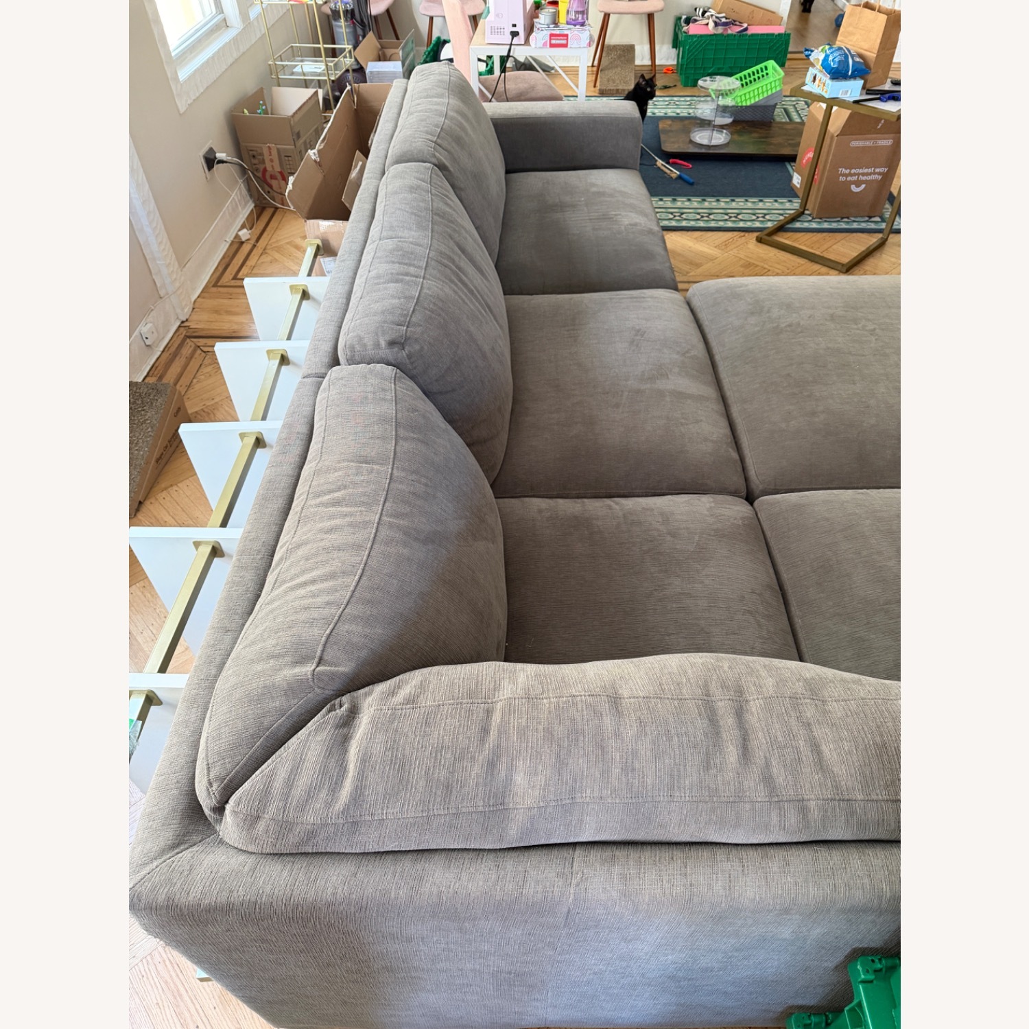 Light Gray Fabric 2 Piece Sectional - image-1