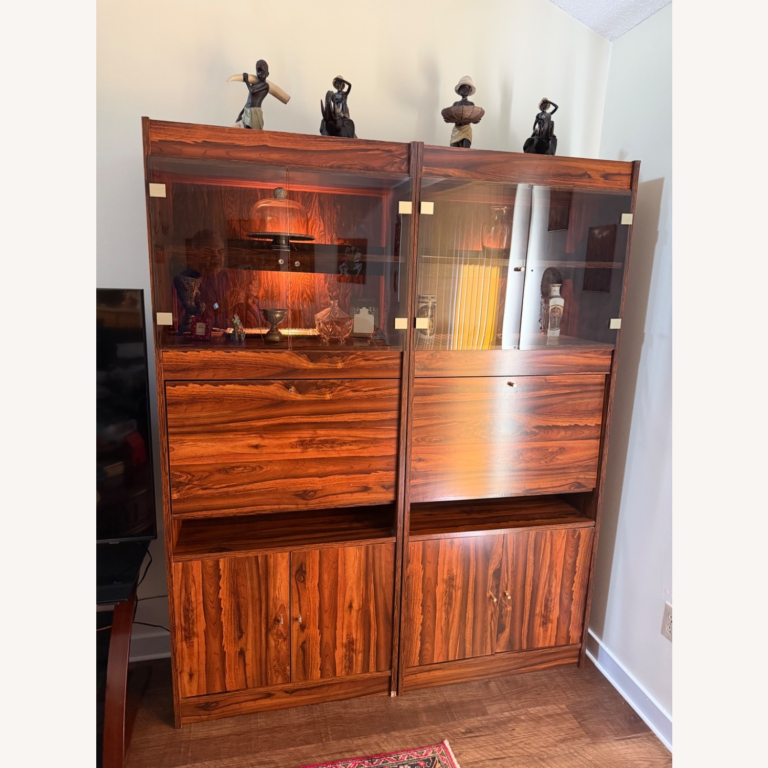 Dark Brown Wood Wall Unit - image-1