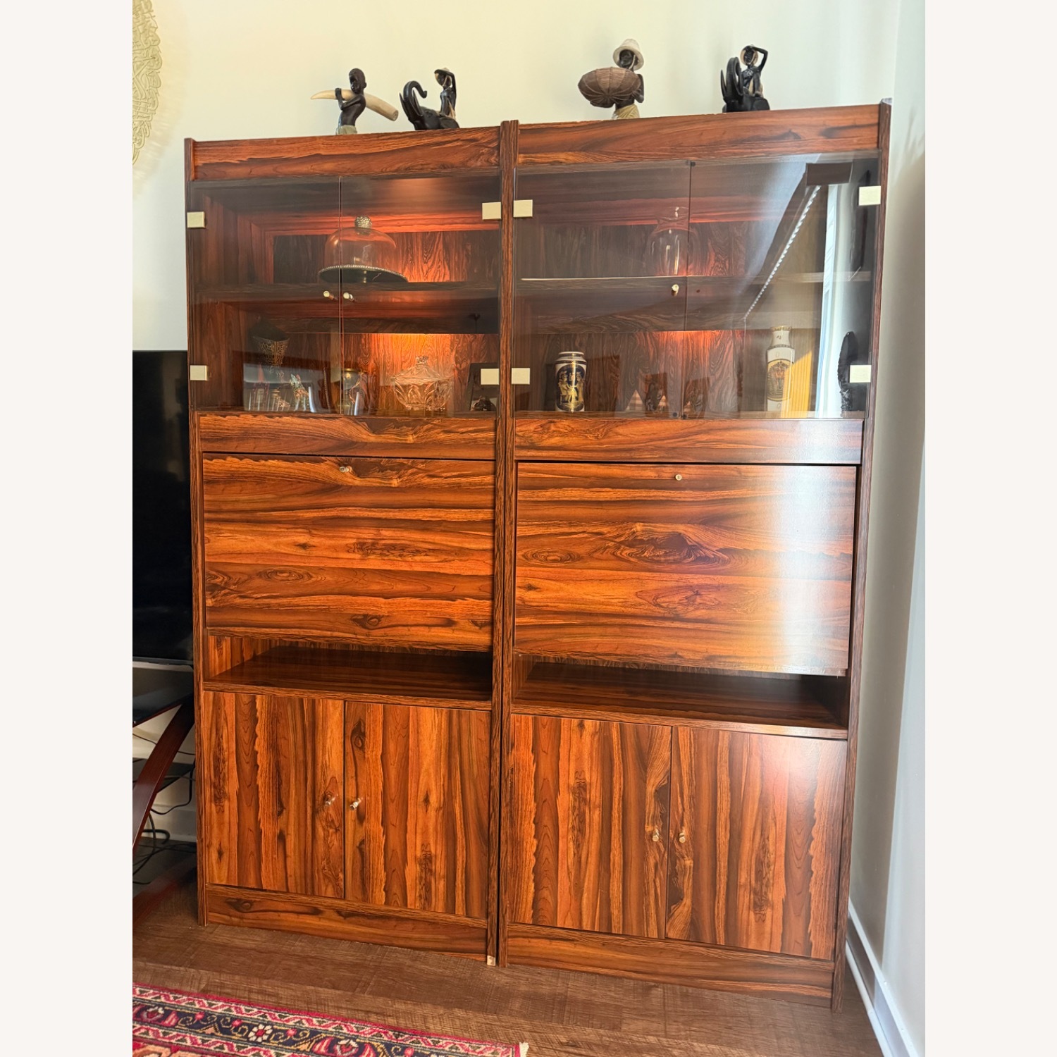 Dark Brown Wood Wall Unit - image-3