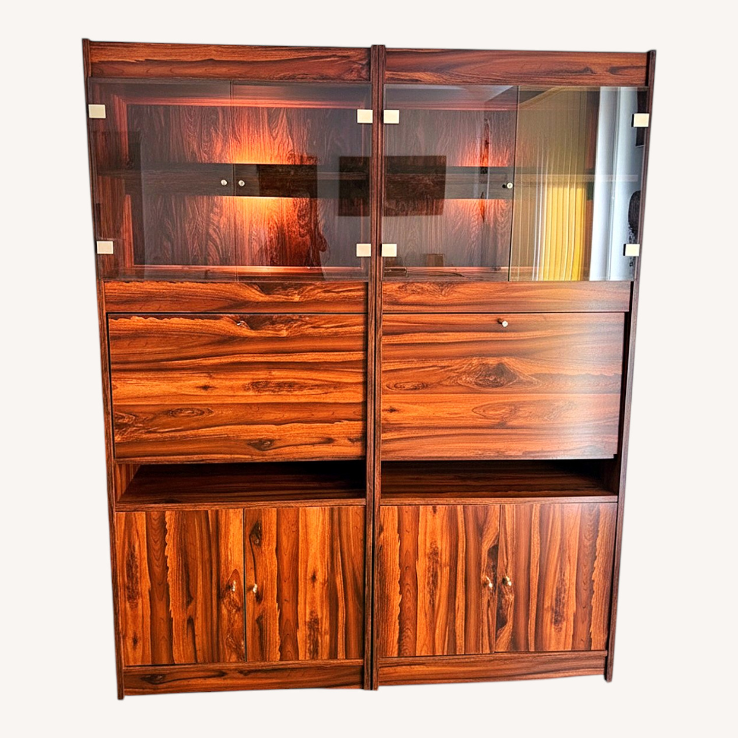 Dark Brown Wood Wall Unit - image-0